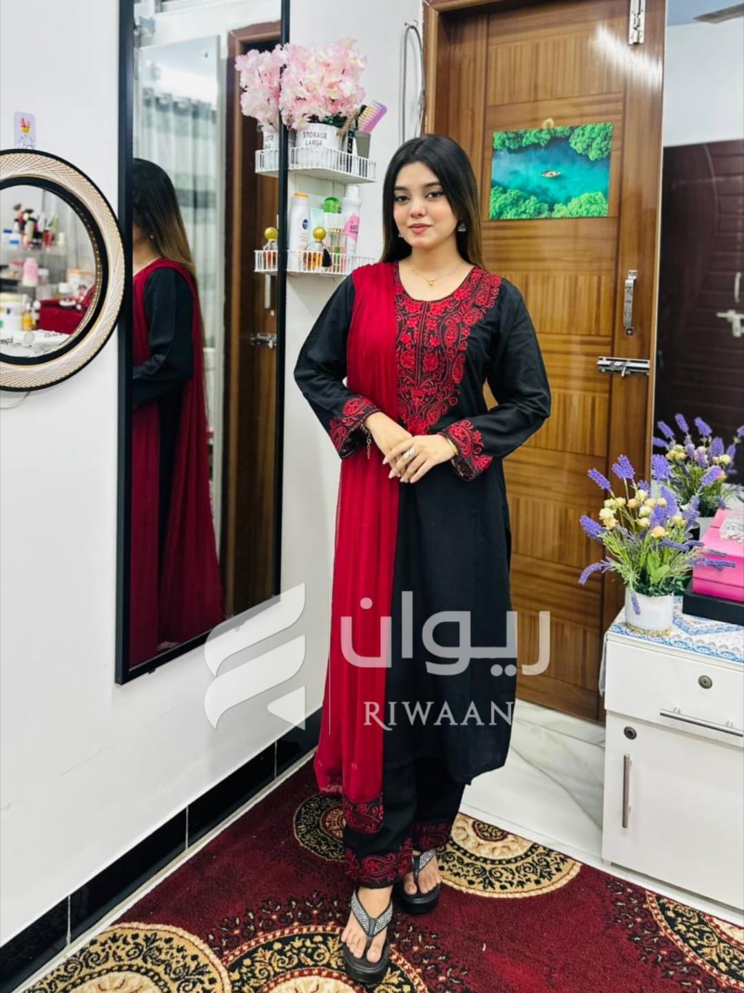 Black Embroidery Dress - Image 2