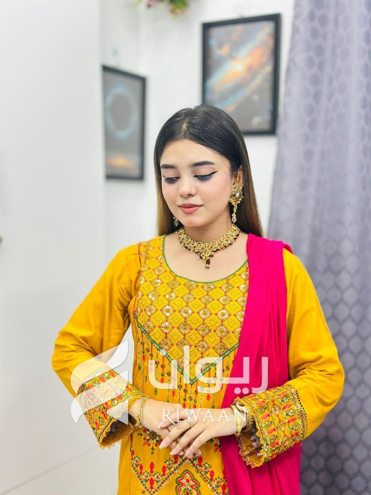 Yellow Sequence Embroidery Dress