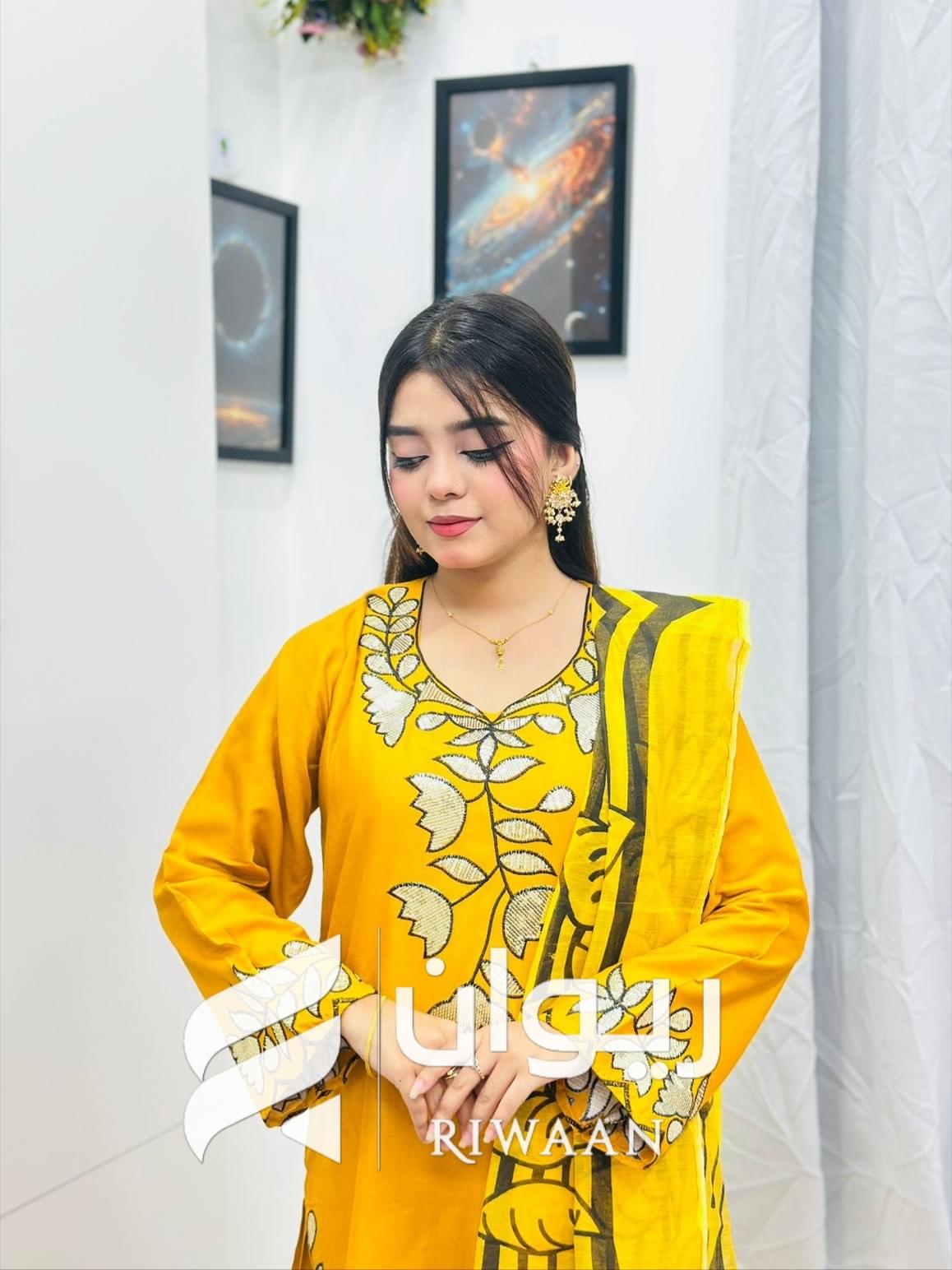 Yellow Sequence Embroidery Dress