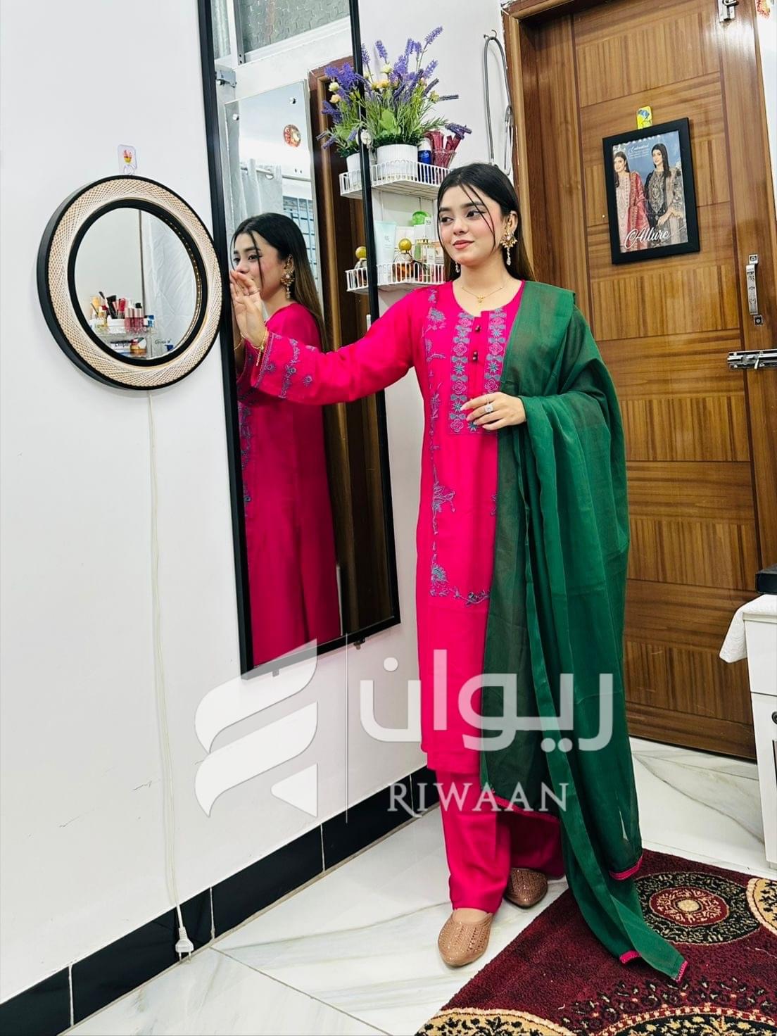 Magenta Embroidery Dress
