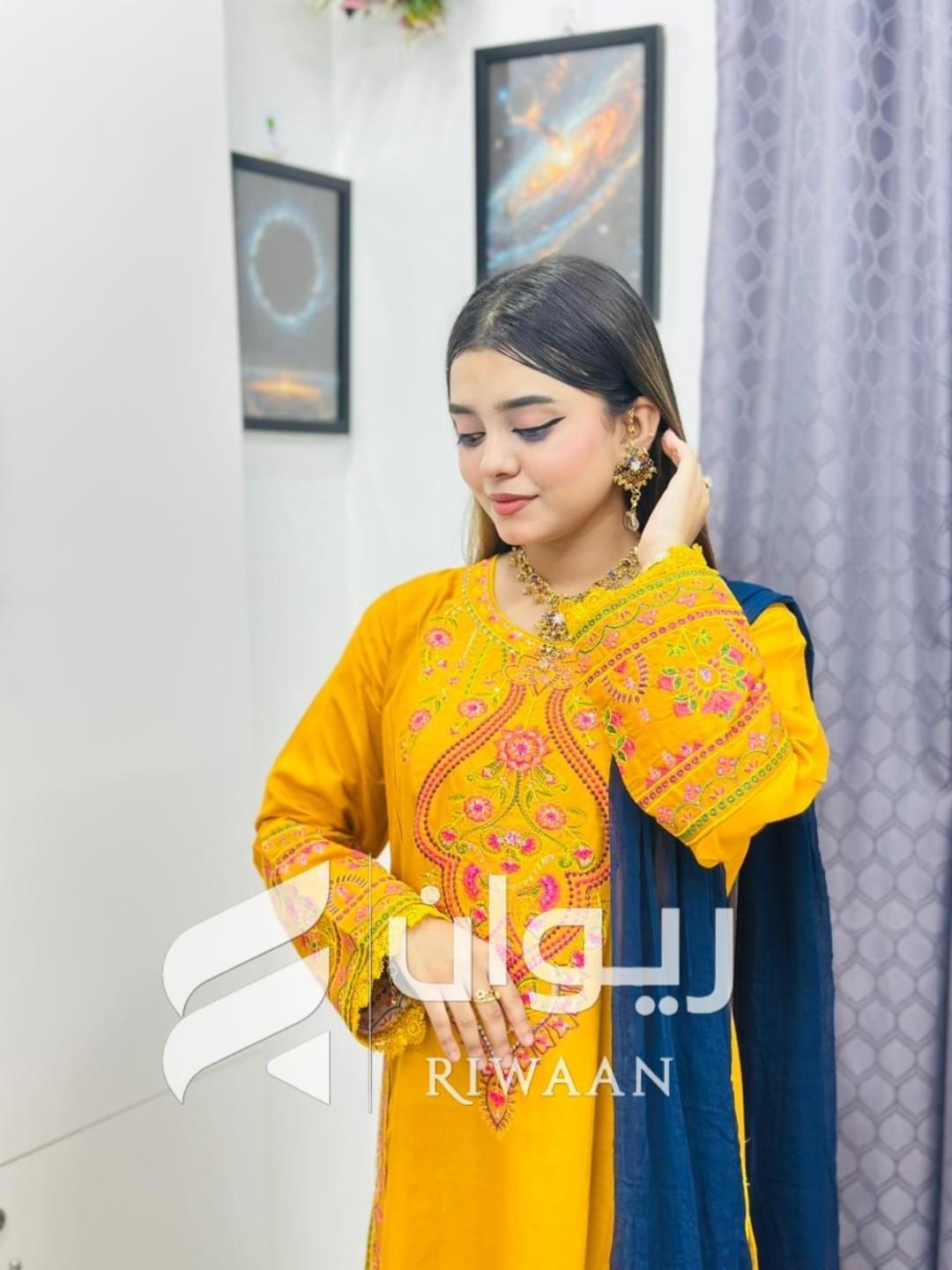 Yellow Sequence Embroidery Dress